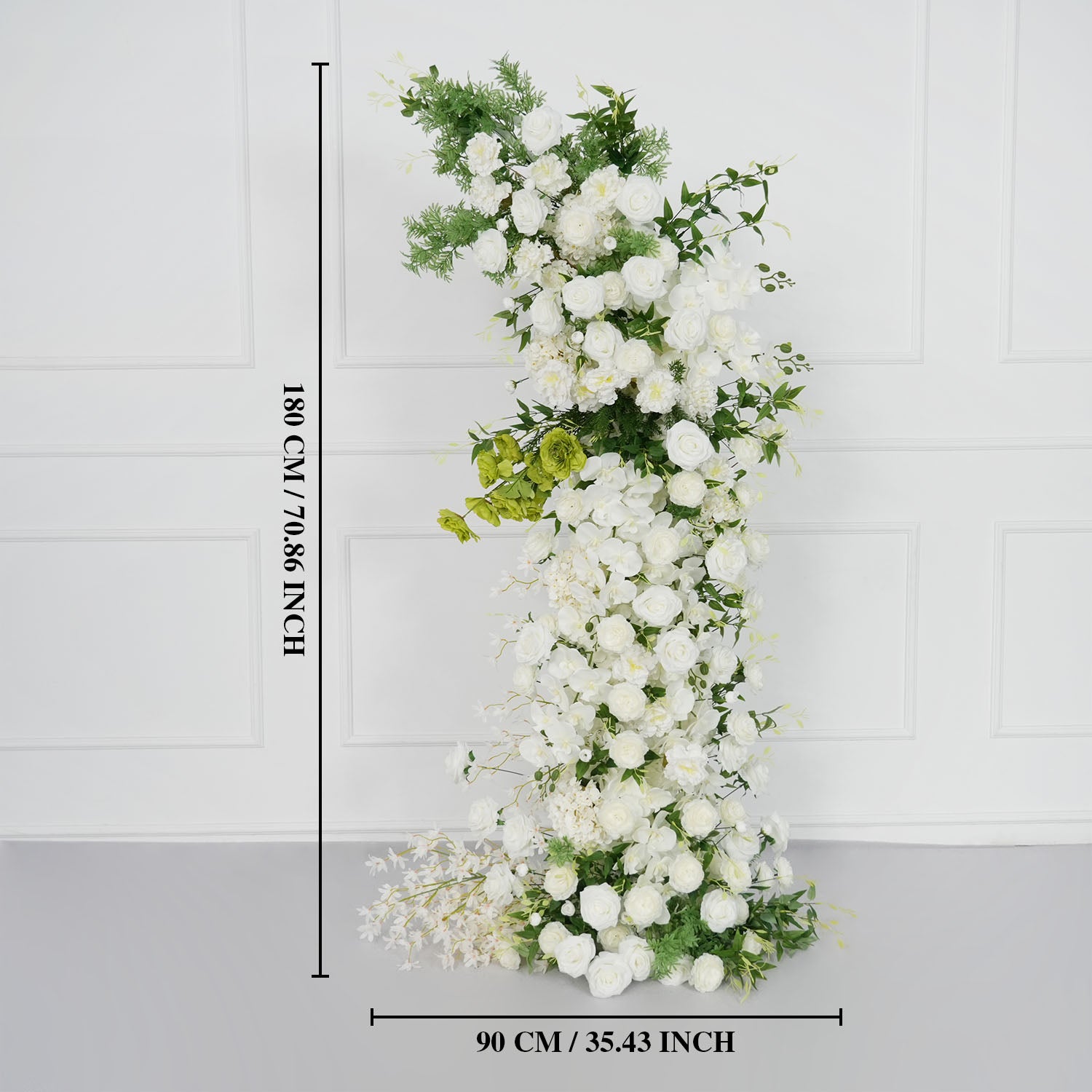 Uflower White Rose Green Leaf Floral Horn Arch Wedding Party Backdrop Decor